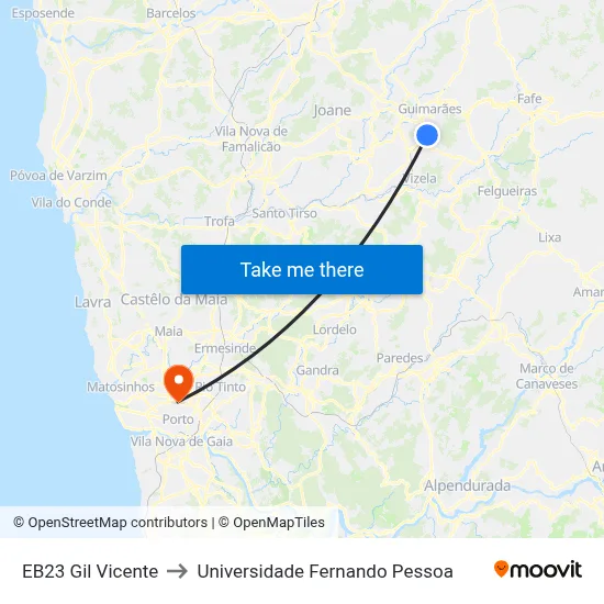 EB23 Gil Vicente to Universidade Fernando Pessoa map