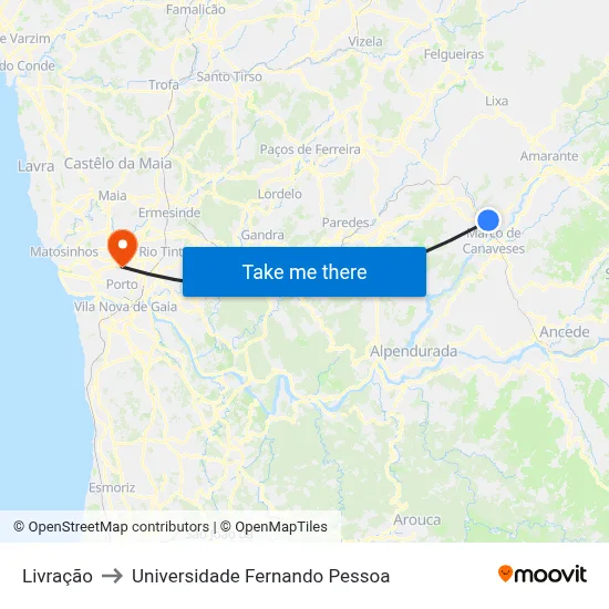 Livração to Universidade Fernando Pessoa map