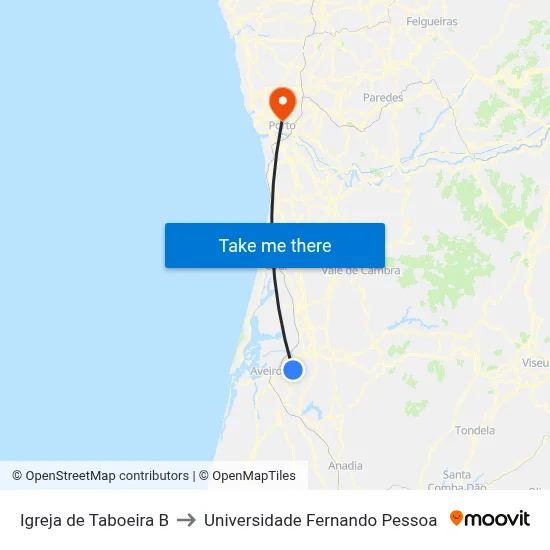 Igreja de Taboeira B to Universidade Fernando Pessoa map