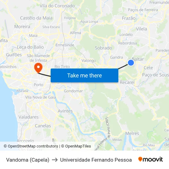Vandoma (Capela) to Universidade Fernando Pessoa map