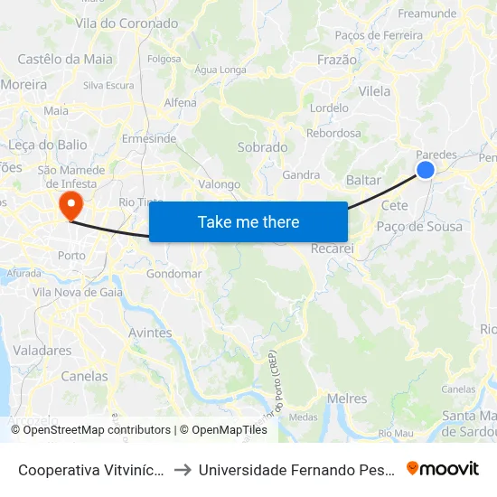 Cooperativa Vitvinícola to Universidade Fernando Pessoa map