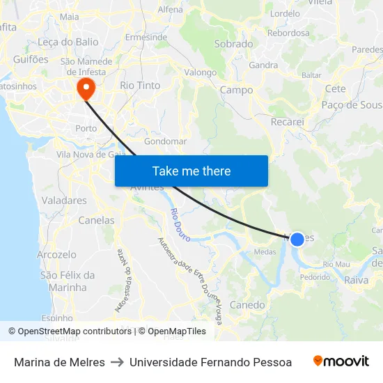 Marina de Melres to Universidade Fernando Pessoa map