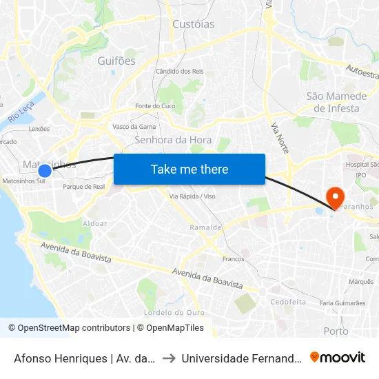 Afonso Henriques | Av. da República to Universidade Fernando Pessoa map