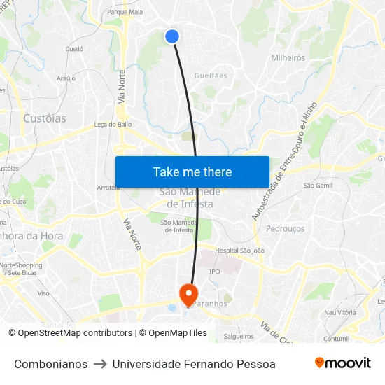 Combonianos to Universidade Fernando Pessoa map