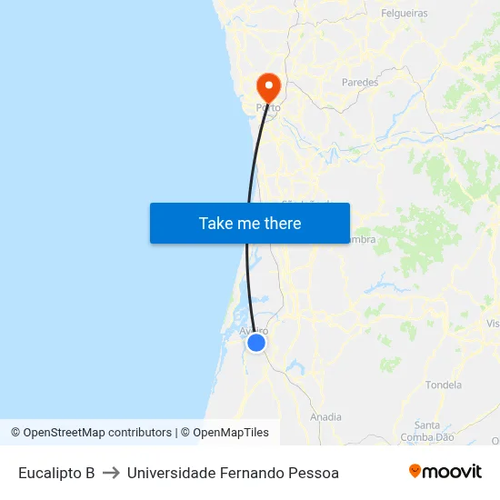 Eucalipto B to Universidade Fernando Pessoa map