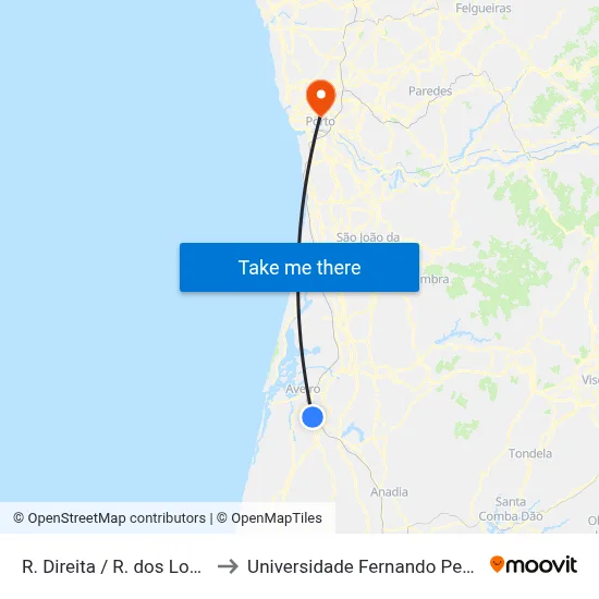R. Direita / R. dos Louros to Universidade Fernando Pessoa map