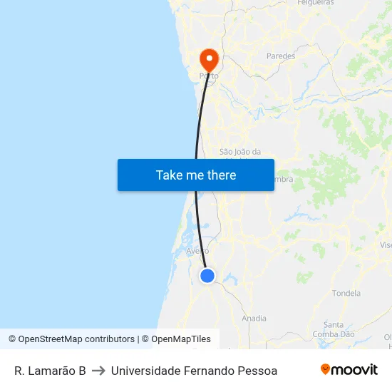 R. Lamarão B to Universidade Fernando Pessoa map