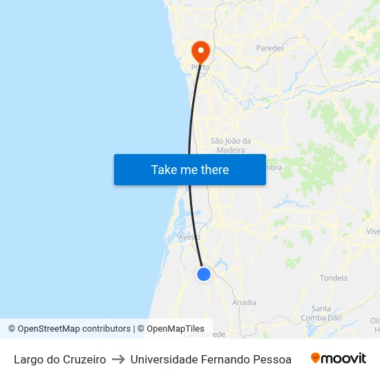 Largo do Cruzeiro to Universidade Fernando Pessoa map