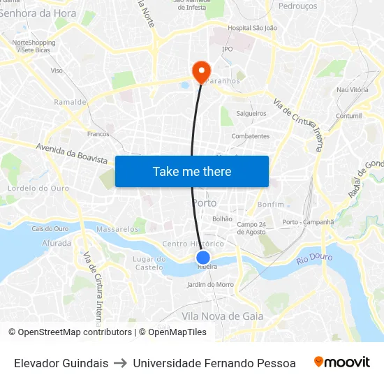 Elevador Guindais to Universidade Fernando Pessoa map
