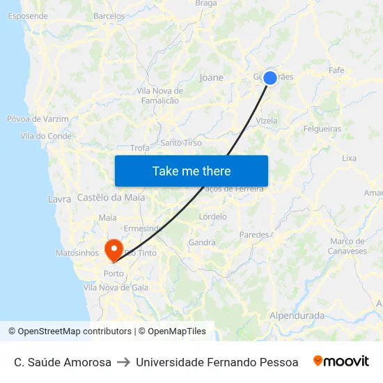 C. Saúde Amorosa to Universidade Fernando Pessoa map