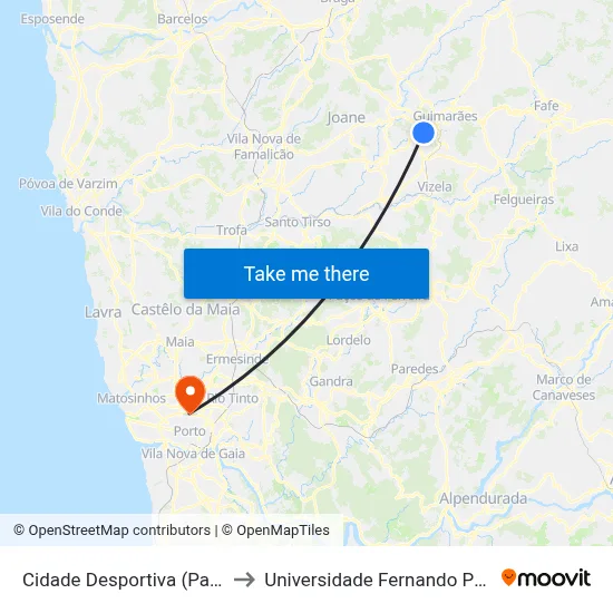 Cidade Desportiva (Parque) to Universidade Fernando Pessoa map