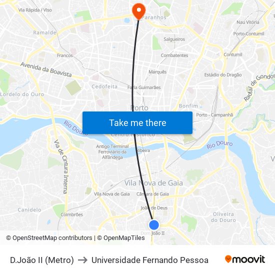 D.João II (Metro) to Universidade Fernando Pessoa map