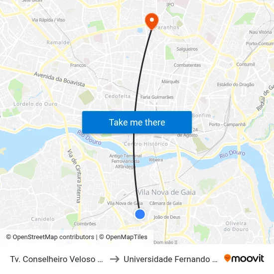 Tv. Conselheiro Veloso da Cruz to Universidade Fernando Pessoa map
