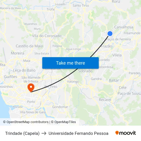 Trindade (Capela) to Universidade Fernando Pessoa map