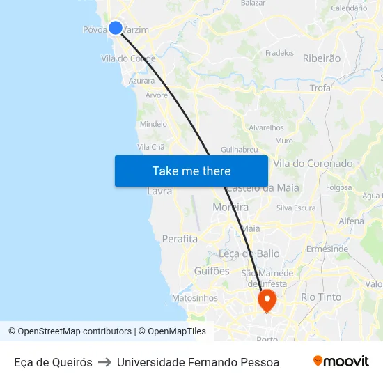 Eça de Queirós to Universidade Fernando Pessoa map