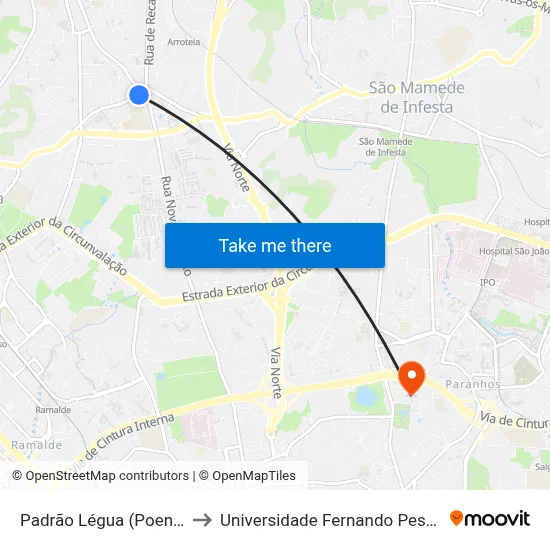 Padrão Légua (Poente) to Universidade Fernando Pessoa map