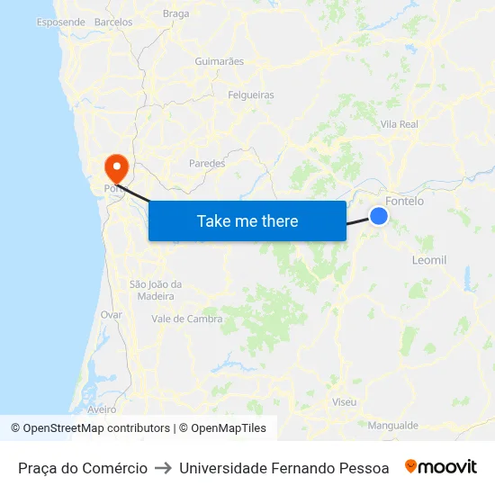 Praça do Comércio to Universidade Fernando Pessoa map