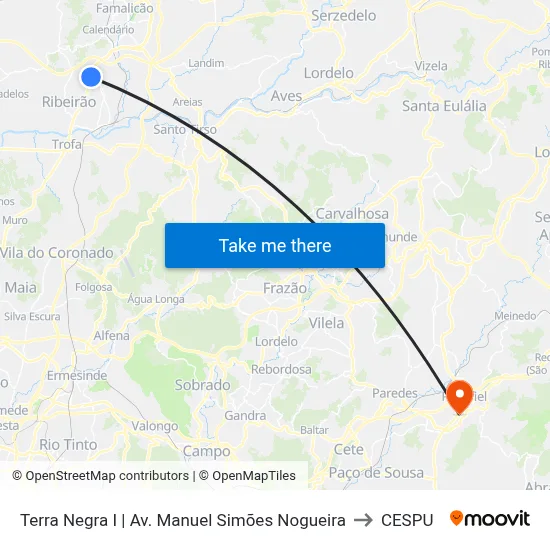 Terra Negra I | Av. Manuel Simões Nogueira to CESPU map