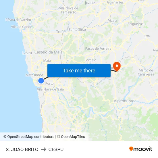 S. JOÃO BRITO to CESPU map
