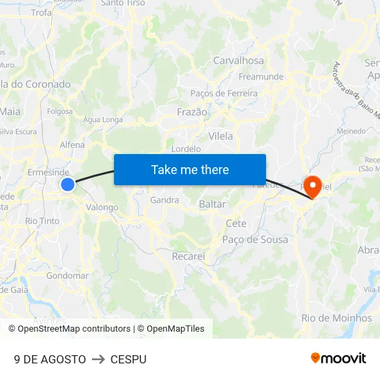 9 DE AGOSTO to CESPU map