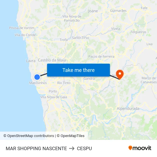 MAR SHOPPING NASCENTE to CESPU map