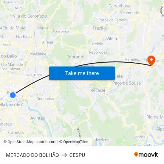 MERCADO DO BOLHÃO to CESPU map