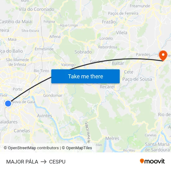 MAJOR PÁLA to CESPU map