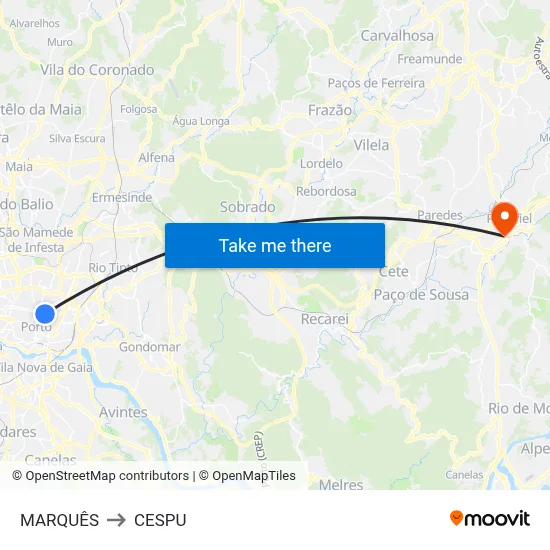 MARQUÊS to CESPU map