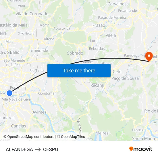 ALFÂNDEGA to CESPU map