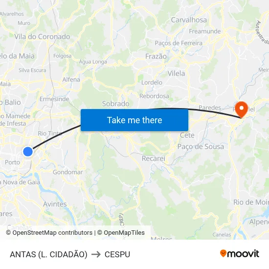 ANTAS (L. CIDADÃO) to CESPU map