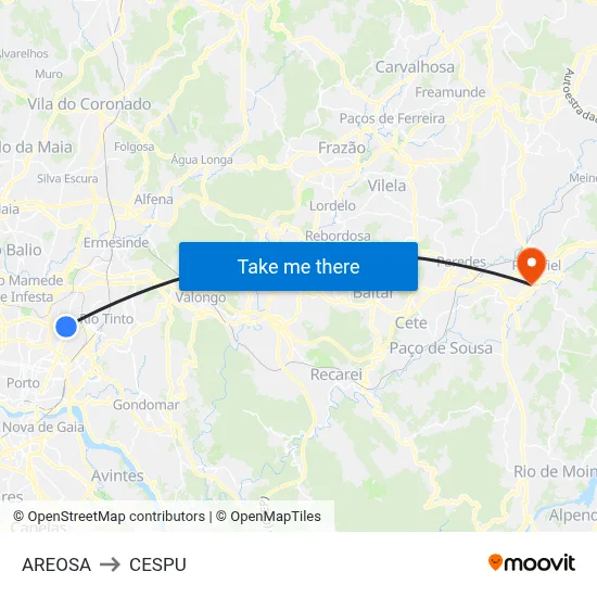 AREOSA to CESPU map