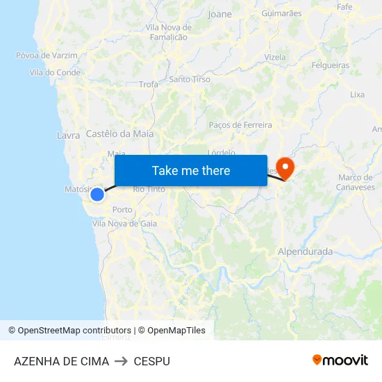 AZENHA DE CIMA to CESPU map