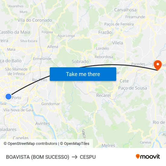 BOAVISTA (BOM SUCESSO) to CESPU map