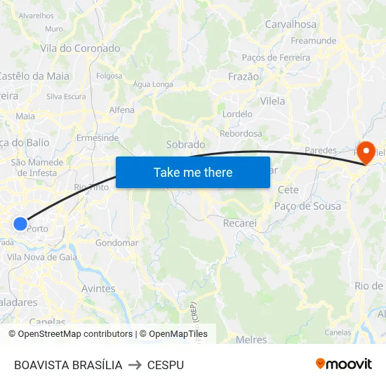 BOAVISTA BRASÍLIA to CESPU map