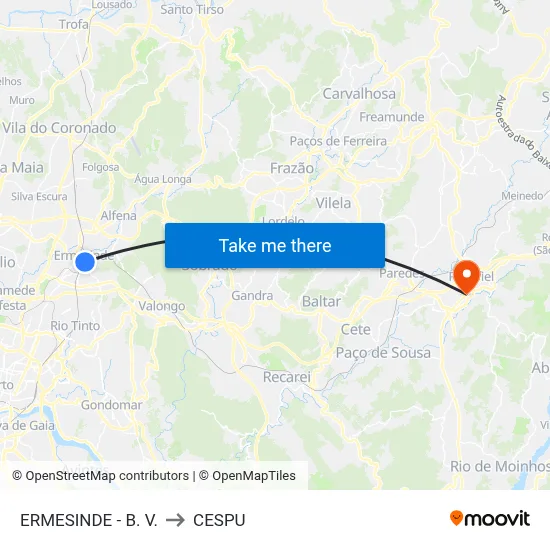 ERMESINDE - B. V. to CESPU map