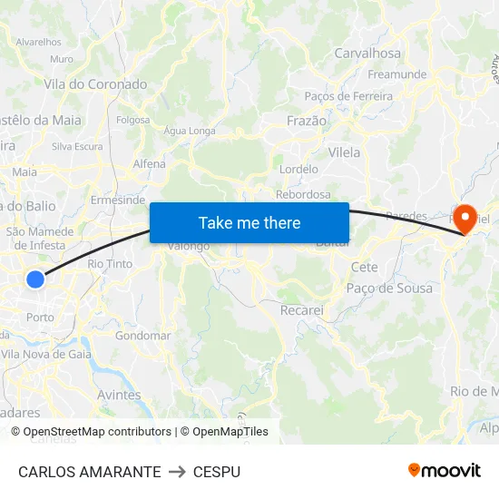 CARLOS AMARANTE to CESPU map