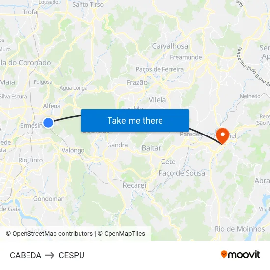 CABEDA to CESPU map