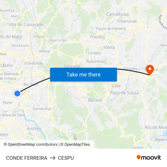 CONDE FERREIRA to CESPU map