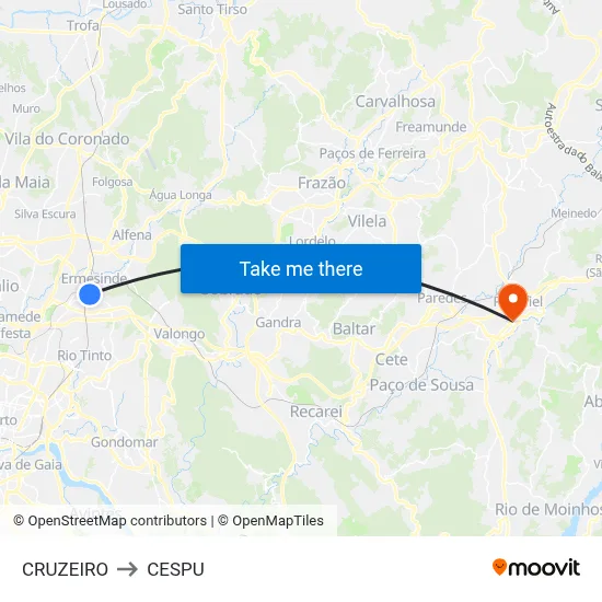 CRUZEIRO to CESPU map