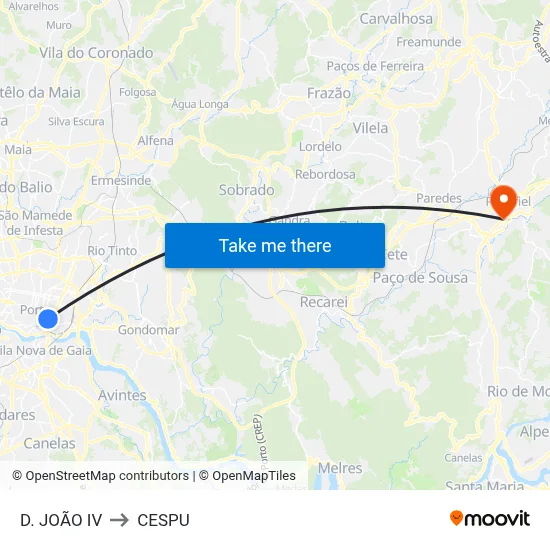 D. JOÃO IV to CESPU map