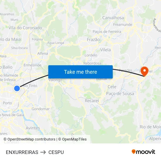 ENXURREIRAS to CESPU map