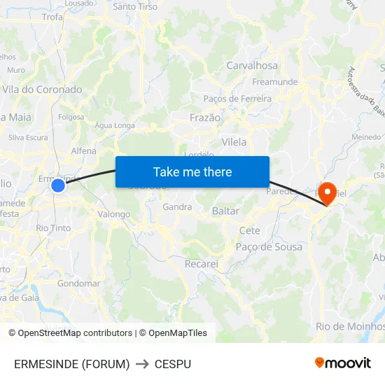 ERMESINDE (FORUM) to CESPU map