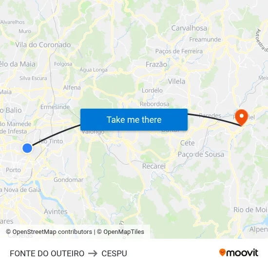 FONTE DO OUTEIRO to CESPU map