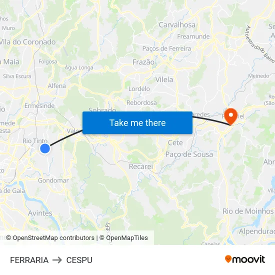 FERRARIA to CESPU map