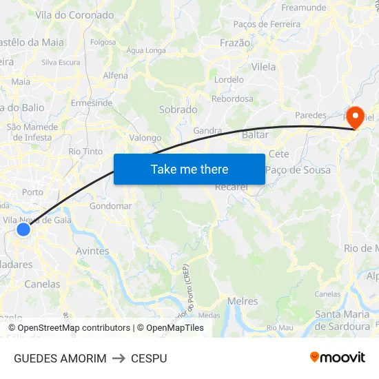 GUEDES AMORIM to CESPU map