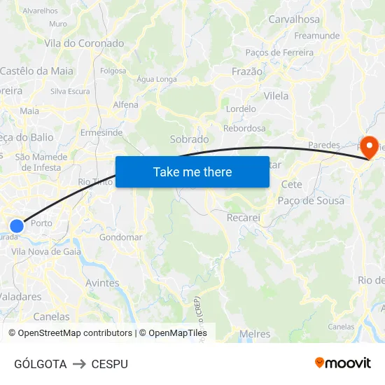 GÓLGOTA to CESPU map