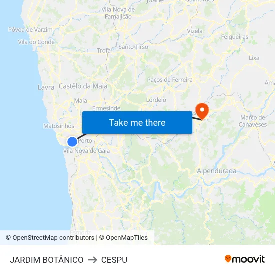 JARDIM BOTÂNICO to CESPU map