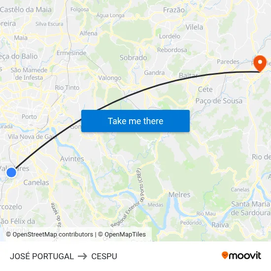 JOSÉ PORTUGAL to CESPU map