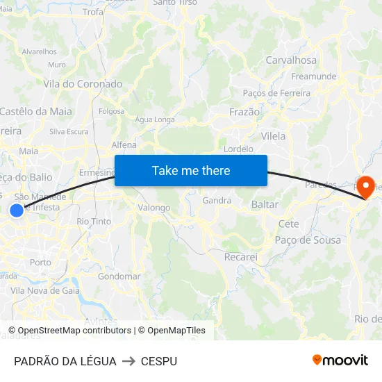 PADRÃO DA LÉGUA to CESPU map