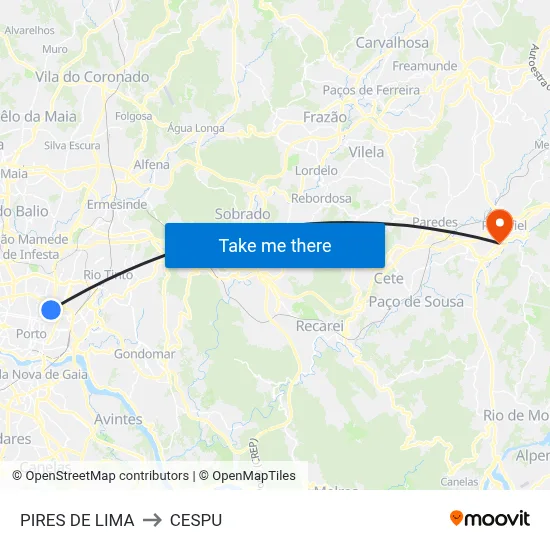PIRES DE LIMA to CESPU map